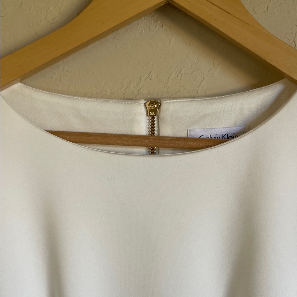 New! Calvin Klein Women's 4 Scuba Fit & Flare A Line Sleeveless White Dress - Picture 4 of 10